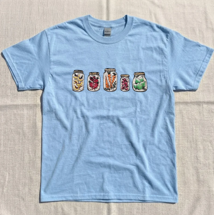 JARRED FRUITS & VEGGIES EMBROIDERED TEE TR-0052