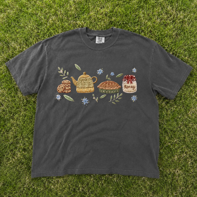 CAKE & TEA EMBROIDERED TEE BN-00034
