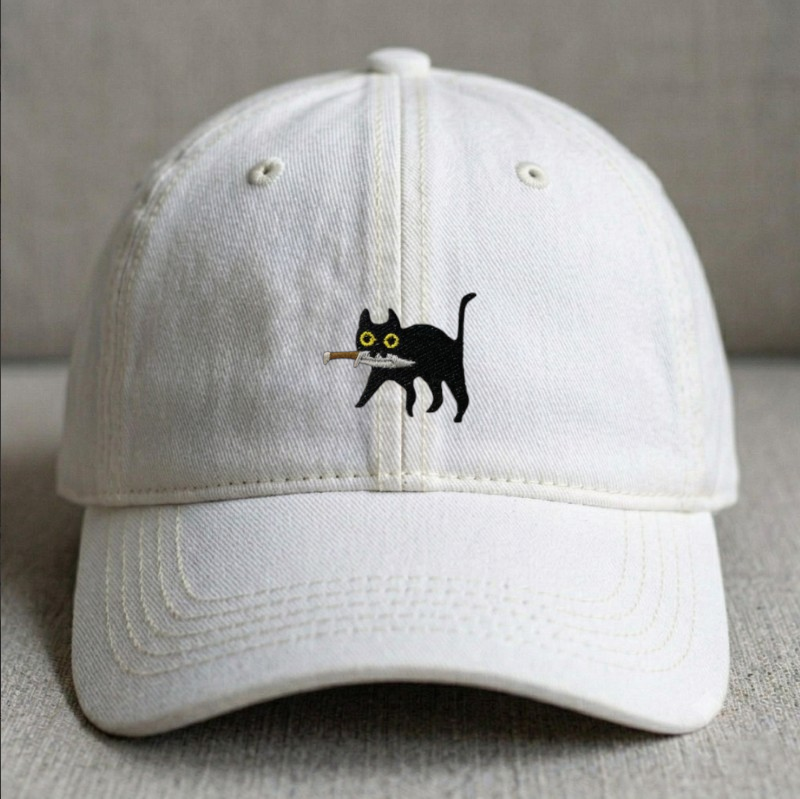 BLACK CAT EMBROIDERED HAT BN-0001