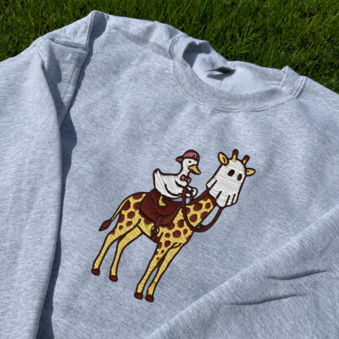 GIRAFFE BOO HALLOWEEN TEE, SILLY GOOSE GIRAFFE EMBROIDERED TEE BN-00035