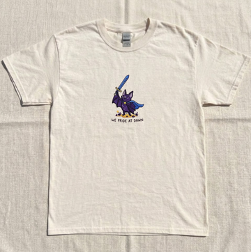 CUTE BAT WITH SWORD EMBROIDERED TEE TR-0056