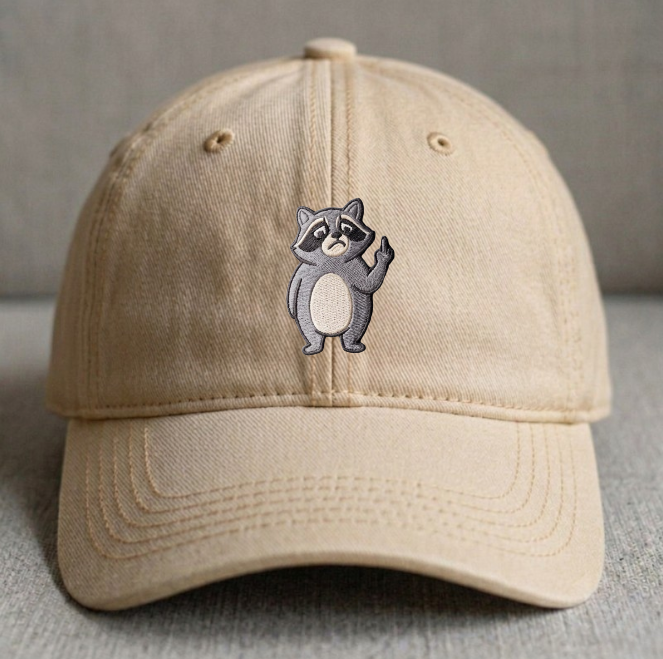 FUNNY MIDDLE FINGER RACCOON EMBROIDERED CLASSIC DAT HAT BN-0007