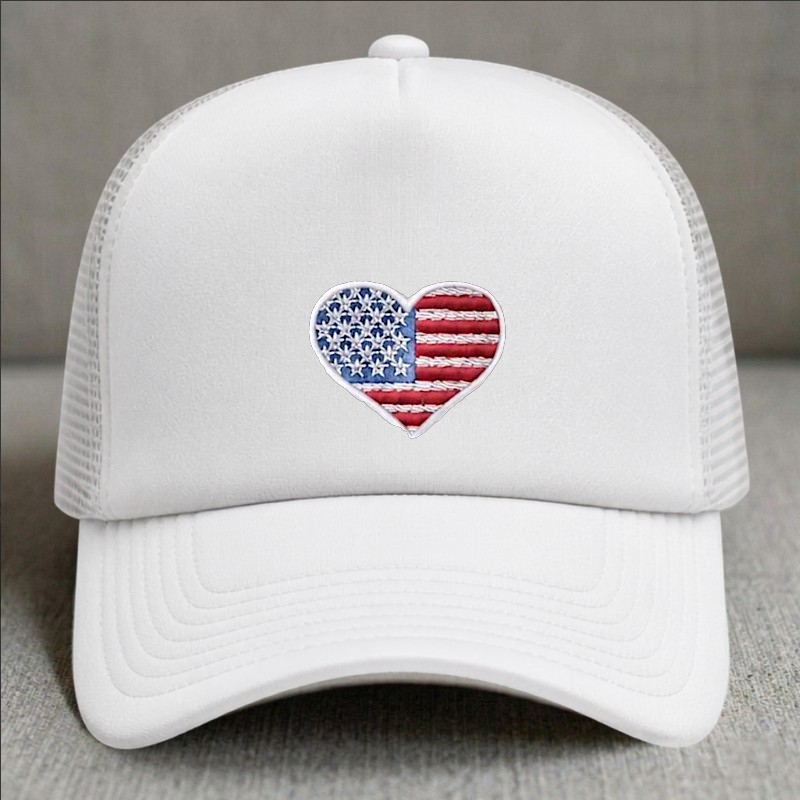 EMBROIDERED USA AMERICAN HEART FLAG HAT BN-0002