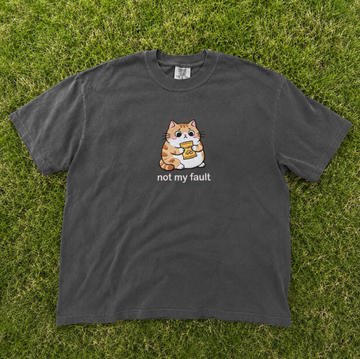 NOT MY FAULT CAT EMBROIDERED TEE TR-0057
