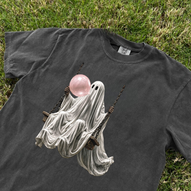 GHOST ON A SWING WITH A PINK BALL TEE BN-00176