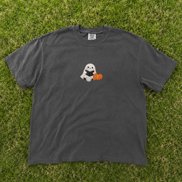 GHOST READING A BOOK EMBROIDERED TEE TR-0058
