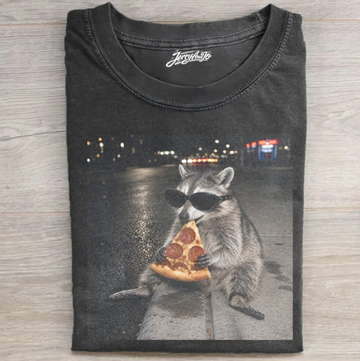 FUNNY RACCOON PIZZA T-SHIRT TR-00234