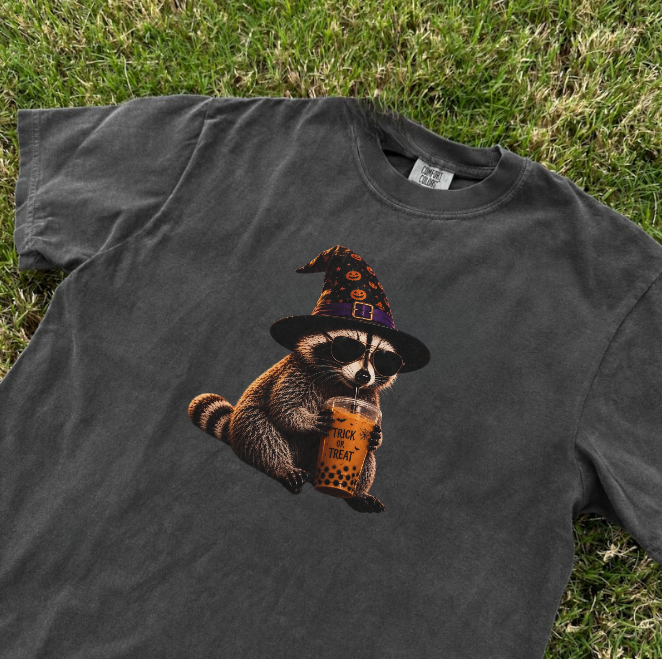 HALLOWEEN RACOON, TRICK OR TREAT TEE BN-00159