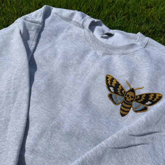 DEATH'S HEAD HAWKMOTH EMBROIDERED TEE/ SWEATSHIRT/ HOODIE BN-00111