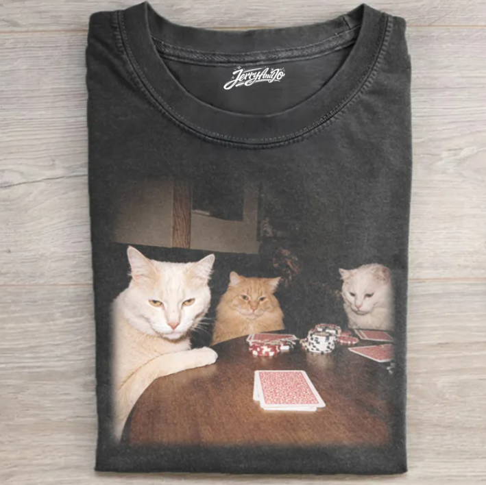 CATS PLAYING POKER VINTAGE T-SHIRT TR-00237