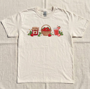 STRAWBERY TEE, BERRY FRUIT EMBROIDERED TEE BN-00128