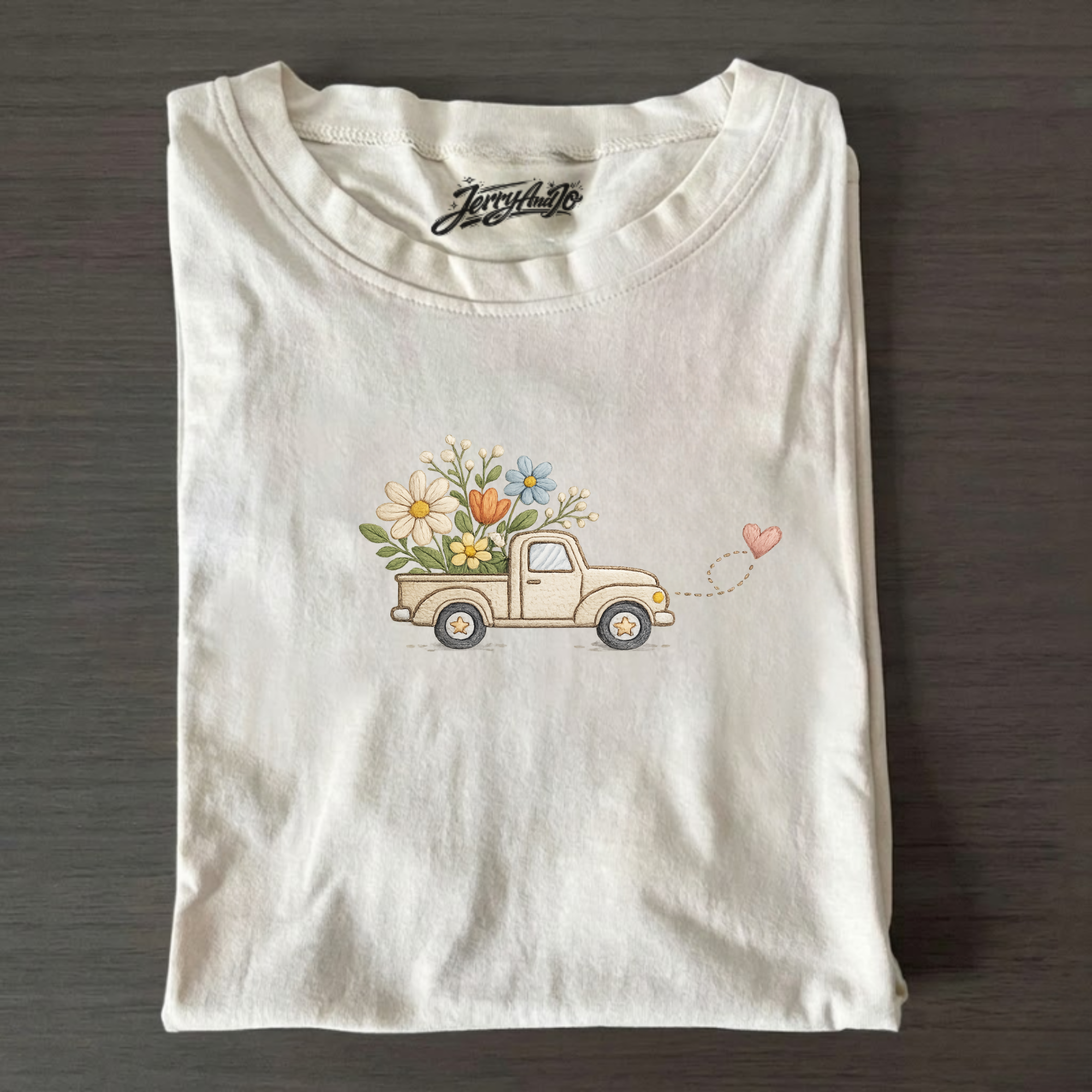 VINTAGE FLORAL TRUCK EMBROIDERED TEE CT-0002