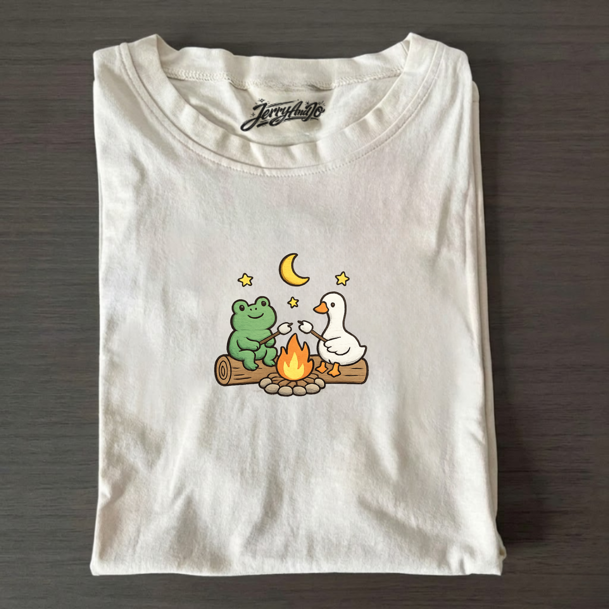CUTE FROG AND DUCK CAMPING EMBROIDERED TEE CT-0003