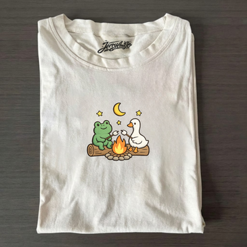 CUTE FROG AND DUCK CAMPING EMBROIDERED TEE CT-0003