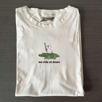 DUCK CROCODILE WE RIDE AT DAWN EMBROIDERED TEE NN-0006