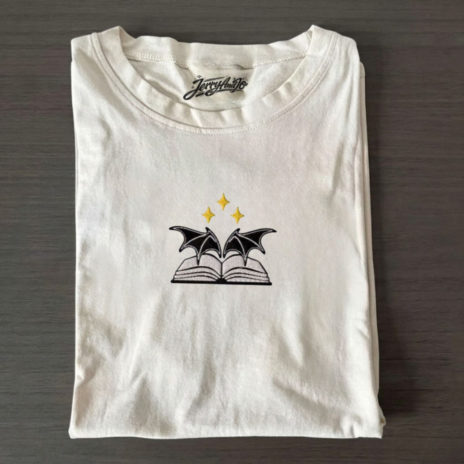 BAT WINGS BOOK EMBROIDERED TEE NN-0007