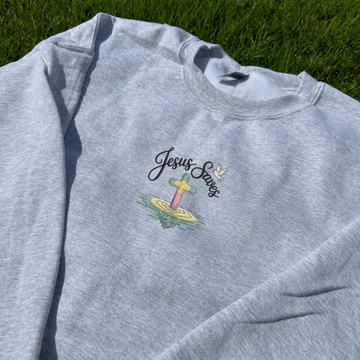 Premium Embroidered "Jesus Saves" Sweatshirt – High-Quality Faith Pullover  LL - 0037