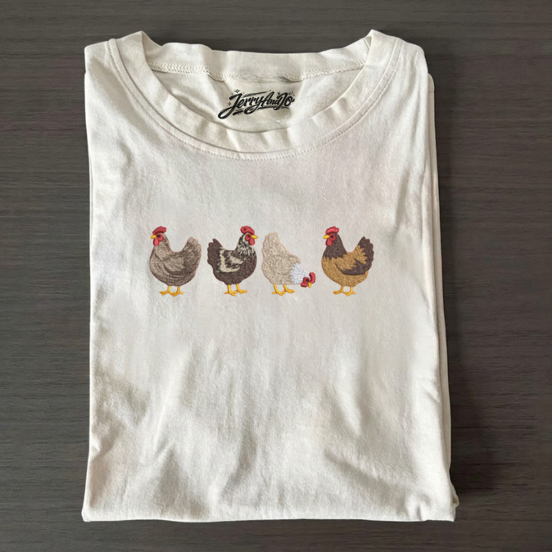 EMBROIDERED CHICKEN SHIRT, FARM ANIMAL LL- 0001