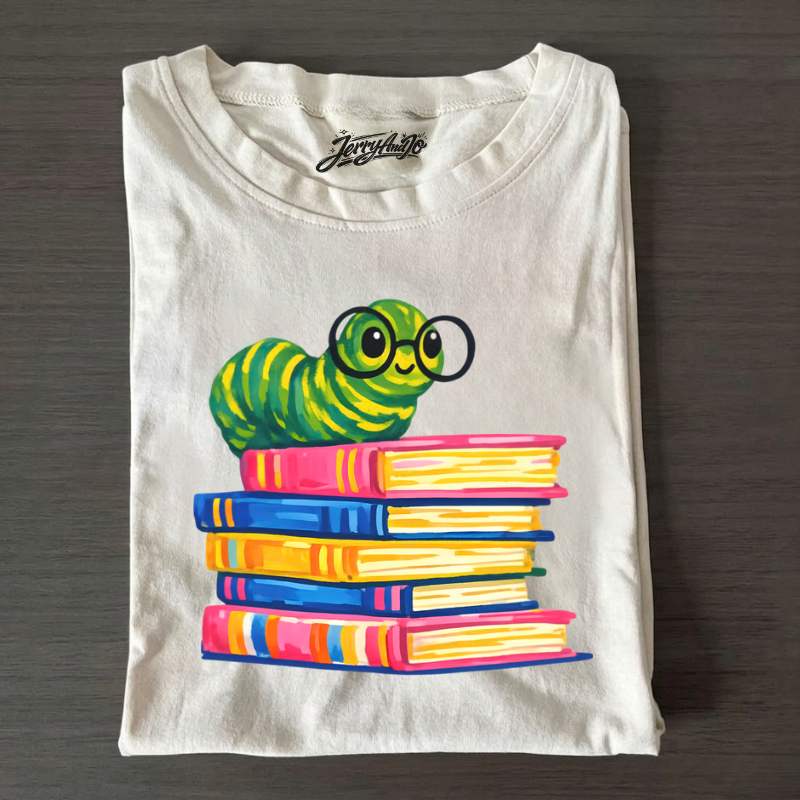 BOOKWORM SHIRT, CUTE READING WORM TEE LL-0081