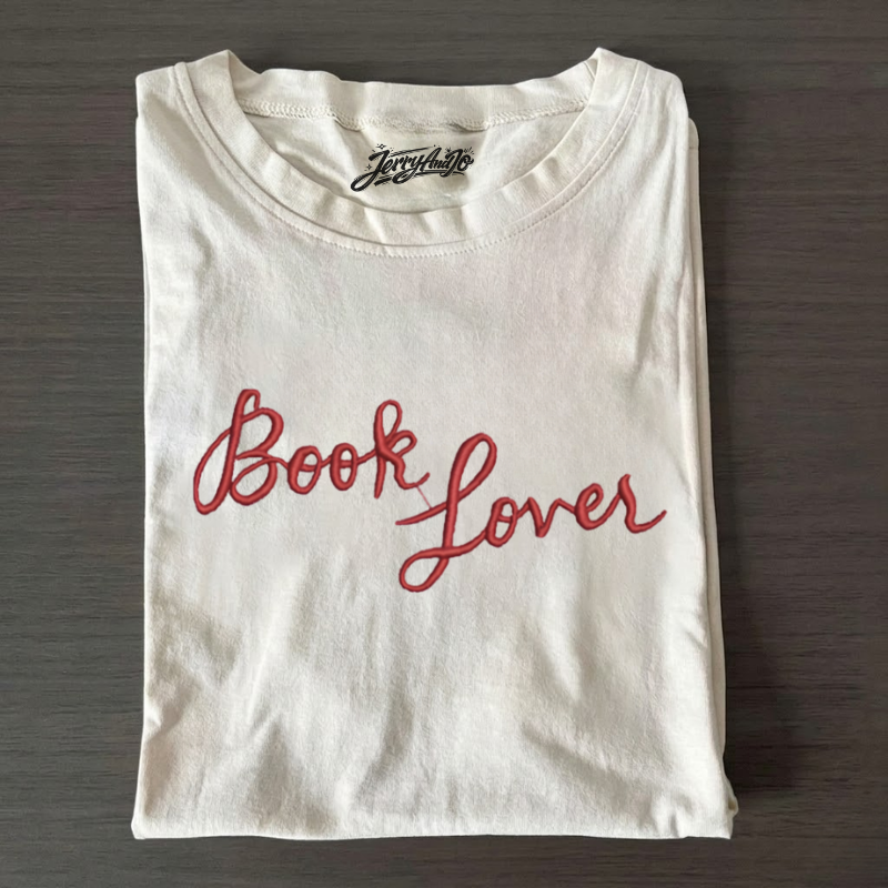 EMBROIDERED BOOK LOVER, EMBROIDERED READING SHIRT LL - 0010