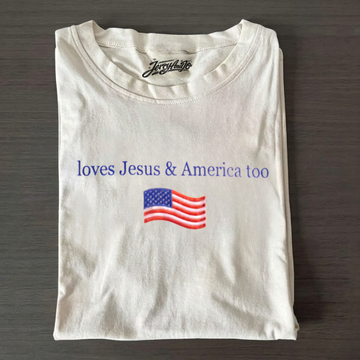 LOVES JESUS & AMERICA TOO EMBROIDERED SHIRT LL - 0011