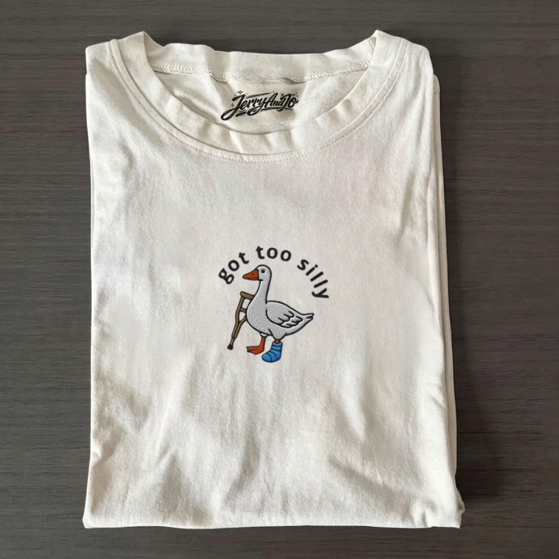 FUNNY SILLY GOOSE MEME EMBROIDERED SHIRT LL - 0012