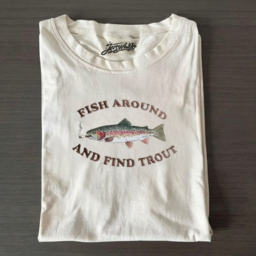 EMBROIDERED FISH AROUND AND FIND TROUT TSHIRT LL - 0022