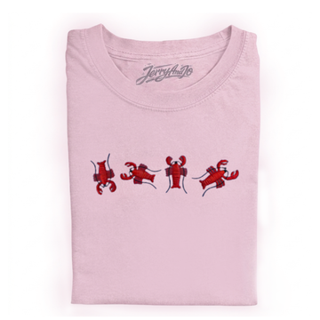 LOBSTER EMBROIDERY BLOSSOM TRIM SHORT SLEEVE CASUAL T-SHIRT LL - 0023