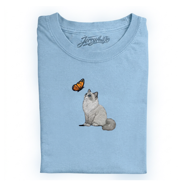 EMBROIDERED RAGDOLL CAT BUTTERFLY SHIRT LL - 0026