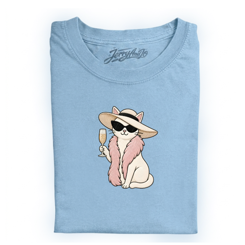 FANCY CAT CHAMPAGNE GRAPHIC T-SHIRT LL - 0027
