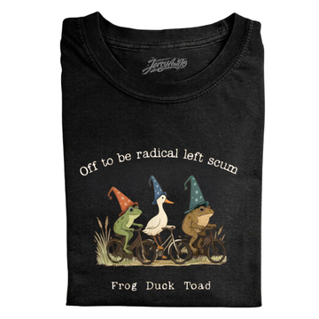 FROG DUCK TOAD BIKING T-SHIRT, FUNNY COTTAGECORE ANIMAL TEE LL - 0102
