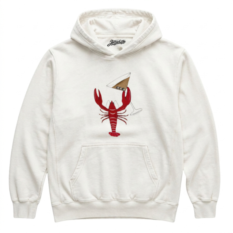 EMBROIDERED LOBSTER MARTINI T-SHIRT | PREPPY SUMMER BEACH TEE LL - 0029