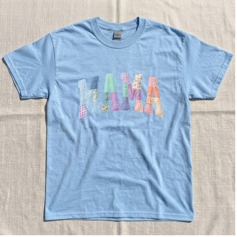 EMBROIDERED MOM SHIRT,VARSITY MOM TEE LL - 0034