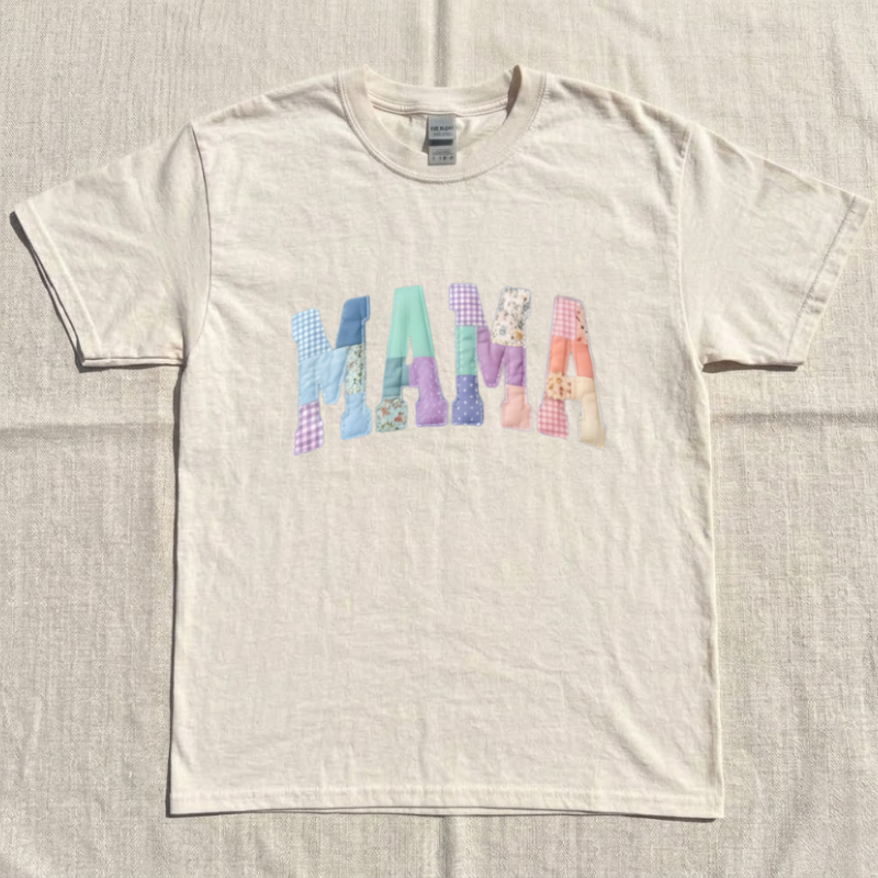 EMBROIDERED MOM SHIRT,VARSITY MOM TEE LL - 0034