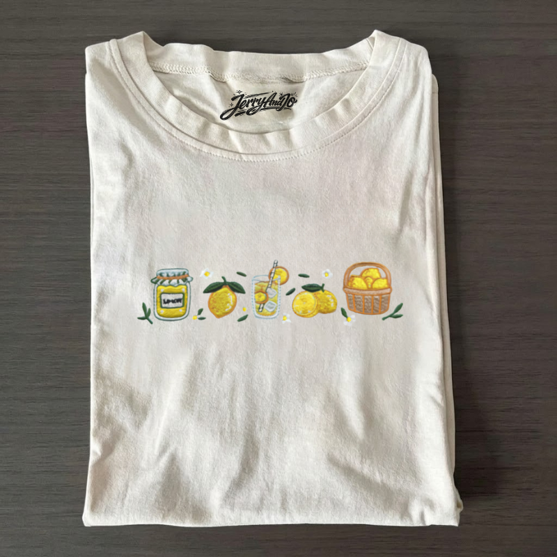 EMBROIDERED LEMON  SUMMER T-SHIRT LL - 0005