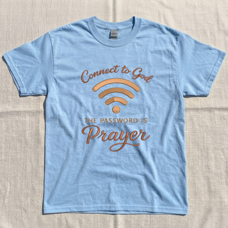 PREMIUM EMBROIDERED "CONNECT TO GOD" T-SHIRT – HIGH-QUALITY FAITH  LL - 0036