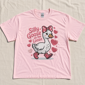 Silly Goose On The Loose Embroidery tshirt LL - 0052