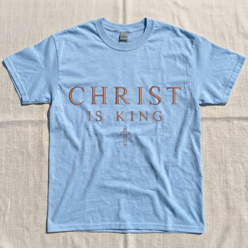 EMBROIDERED CHRIST IS KING SHIRT  LL - 0055