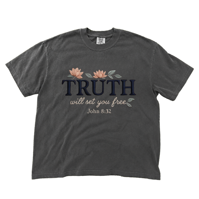 JOHN 8:32 TRUTH WILL SET YOU FREE EMBROIDERED TSHIRT LL - 0059