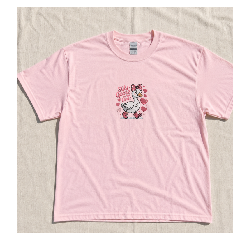 Silly Goose On The Loose Embroidery tshirt LL - 0052
