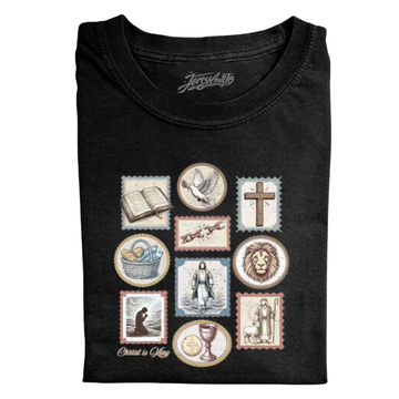 CHRIST IS KING CHRISTIAN FAITH TEE, VINTAGE BIBLE ART T SHIRT LL - 0106