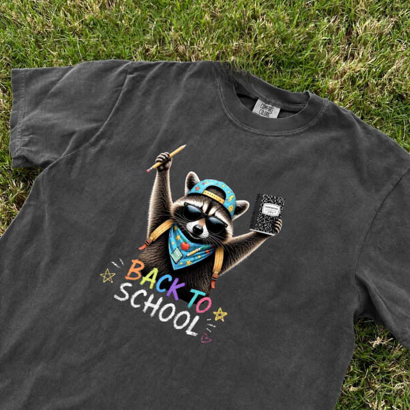 COMFORT COLORS BACK TO SCHOOL RACCOON SHIRT, FUNNY BACK TO SCHOOL TEE LL-0071
