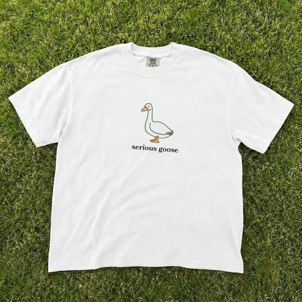 SERIOUS GOOSE SHIRT, FUNNY GOOSE SHIRT, FUNNY BIRD SHIRT, SATIRE, GOOSE LOVER SHIRT BT-0069