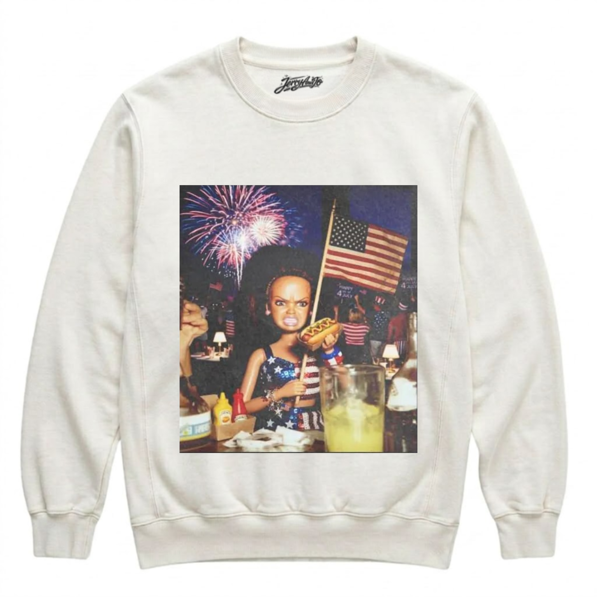 VINTAGE DOLL GIRL FACE 4TH OF JULY T-SHIRT, BT_00001
