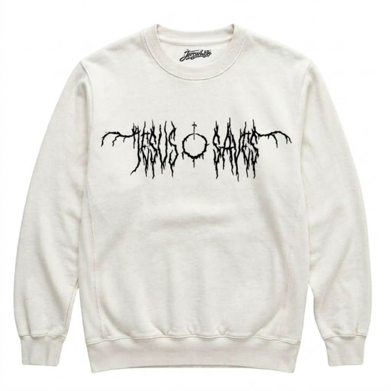 JESUS SAVES BLACK METAL SHIRT LL - 0007