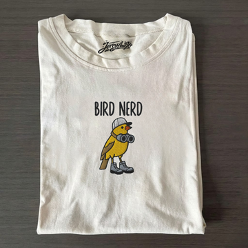 EMBROIDERED BIRD NERD T-SHIRT, FUNNY BIRD WATCHER SHIRT, BT-0004