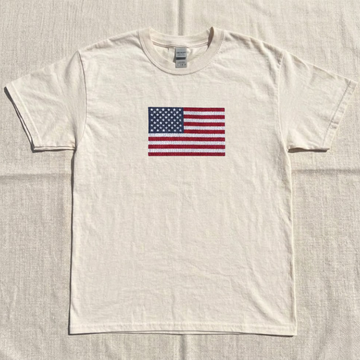 USA FLAG CORDED CREWNECK, EMBROIDERED AMERICAN FLAG  SHIRT BT-0012