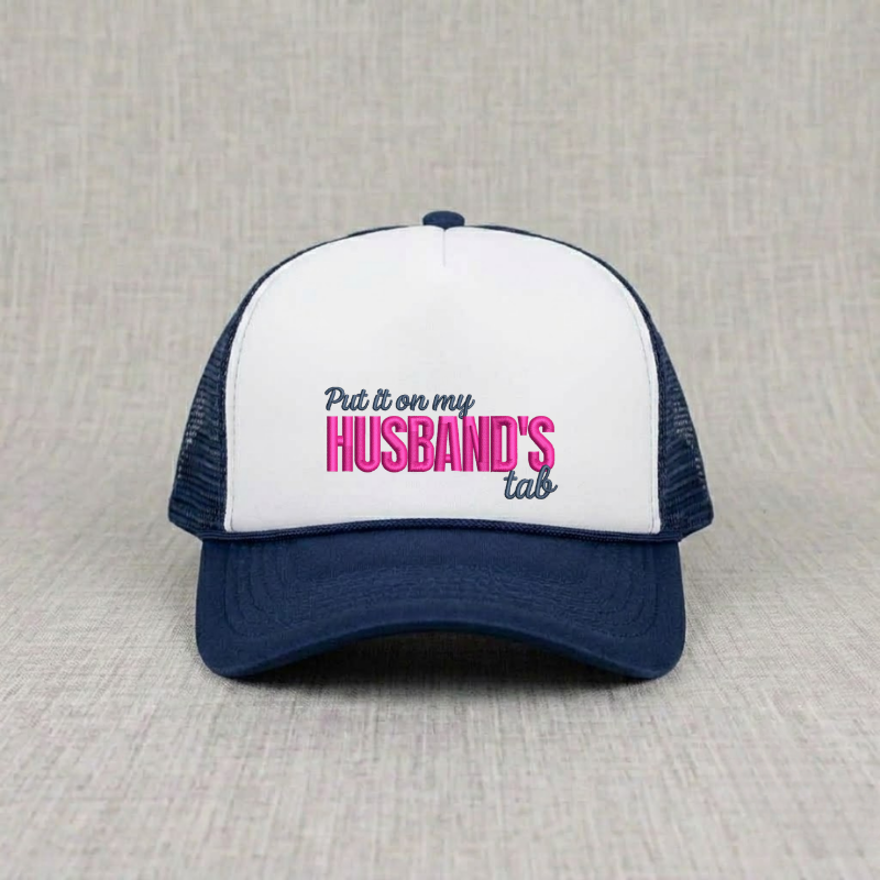 PUT IT ON MY HUSBAND TAP MACHINE EMBROIDERY FOR CAP, TRENDY EMBROIDERY HAT CAP BT-0016