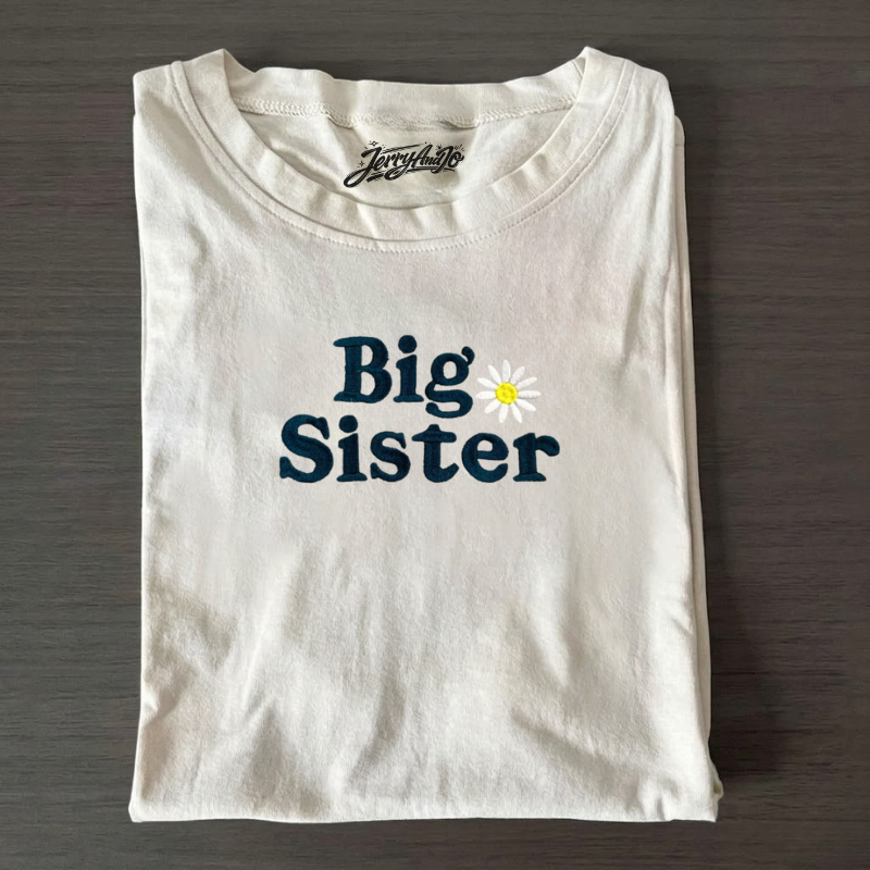 BIG SISTER EMBROIDERED SHIRT, SIBLING ANNOUNCEMENT GIFT, BT-0007