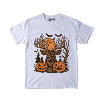 HALLOWEEN DEER SOUTHERN SHIRT: SPOOKY FOREST BUCK, PUMPKINS & BATS BT-0099